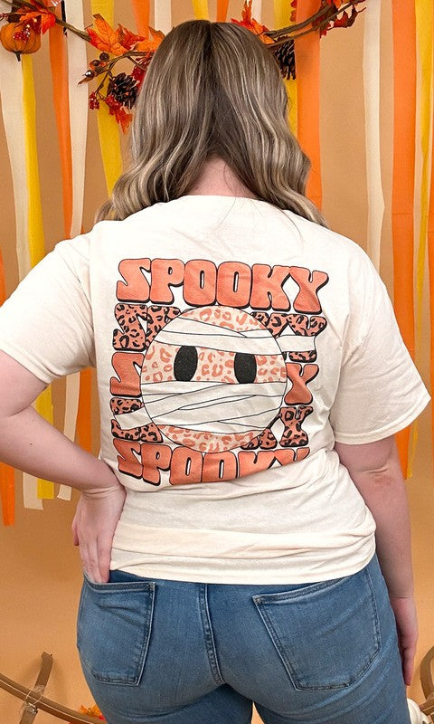 Spooky Leopard Smiley Graphic T-Shirt