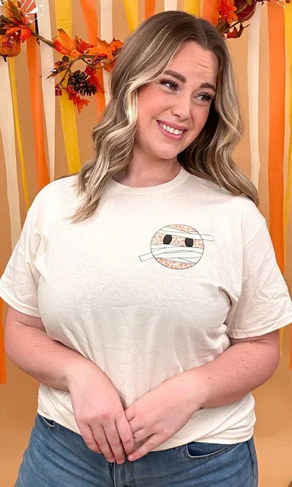 Spooky Leopard Smiley Graphic T-Shirt - Southern Sassy Boutique