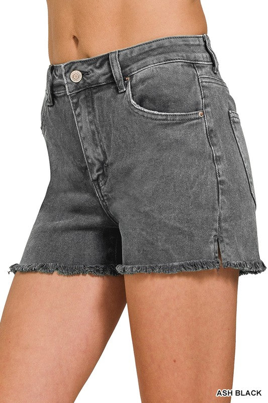 Acid Washed Frayed Cut-Off Hem Shorts