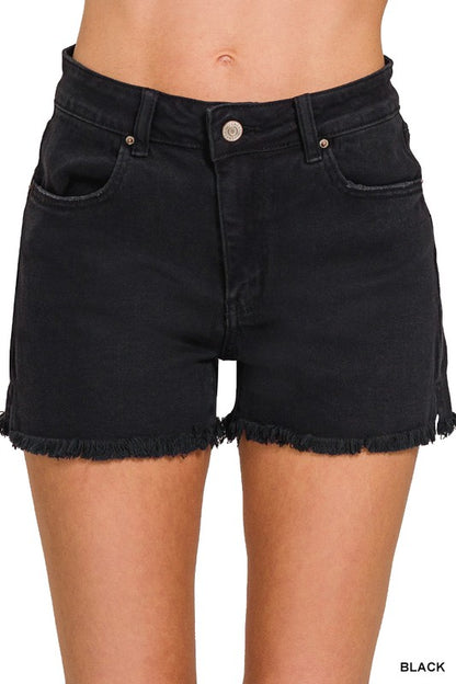 Acid Washed Frayed Cut-Off Hem Shorts