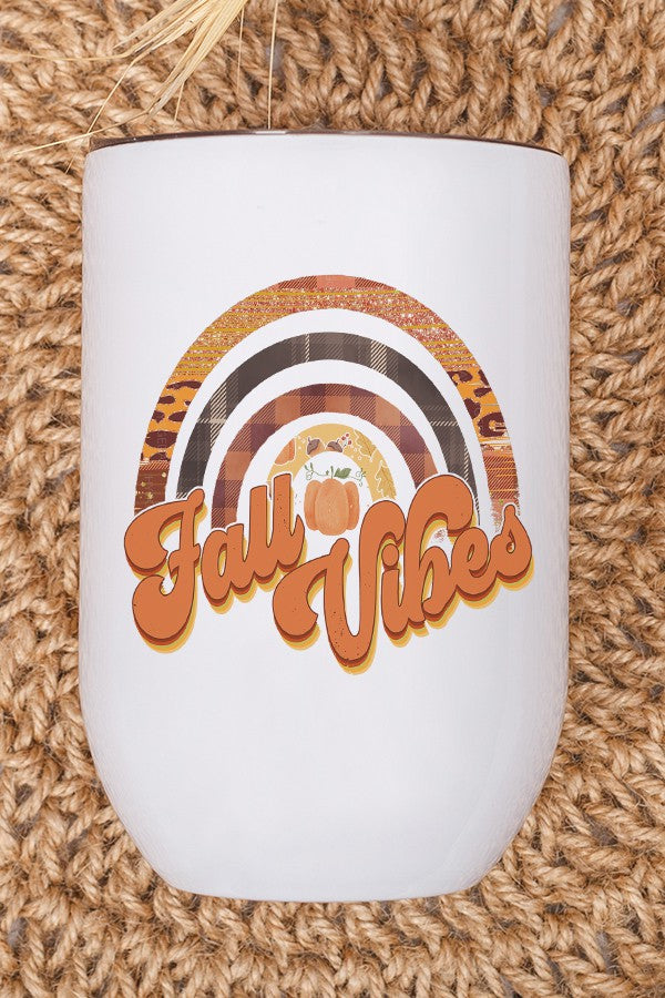 Orange Fall Vibes Rainbow Wine Tumbler