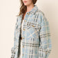 Sequin Plaid Oversized Shacket with Pockets