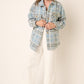 Sequin Plaid Oversized Shacket with Pockets