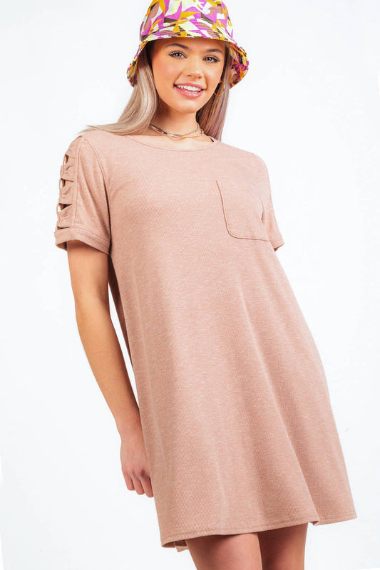 Ruched Cutout Sleeve Tee Dress