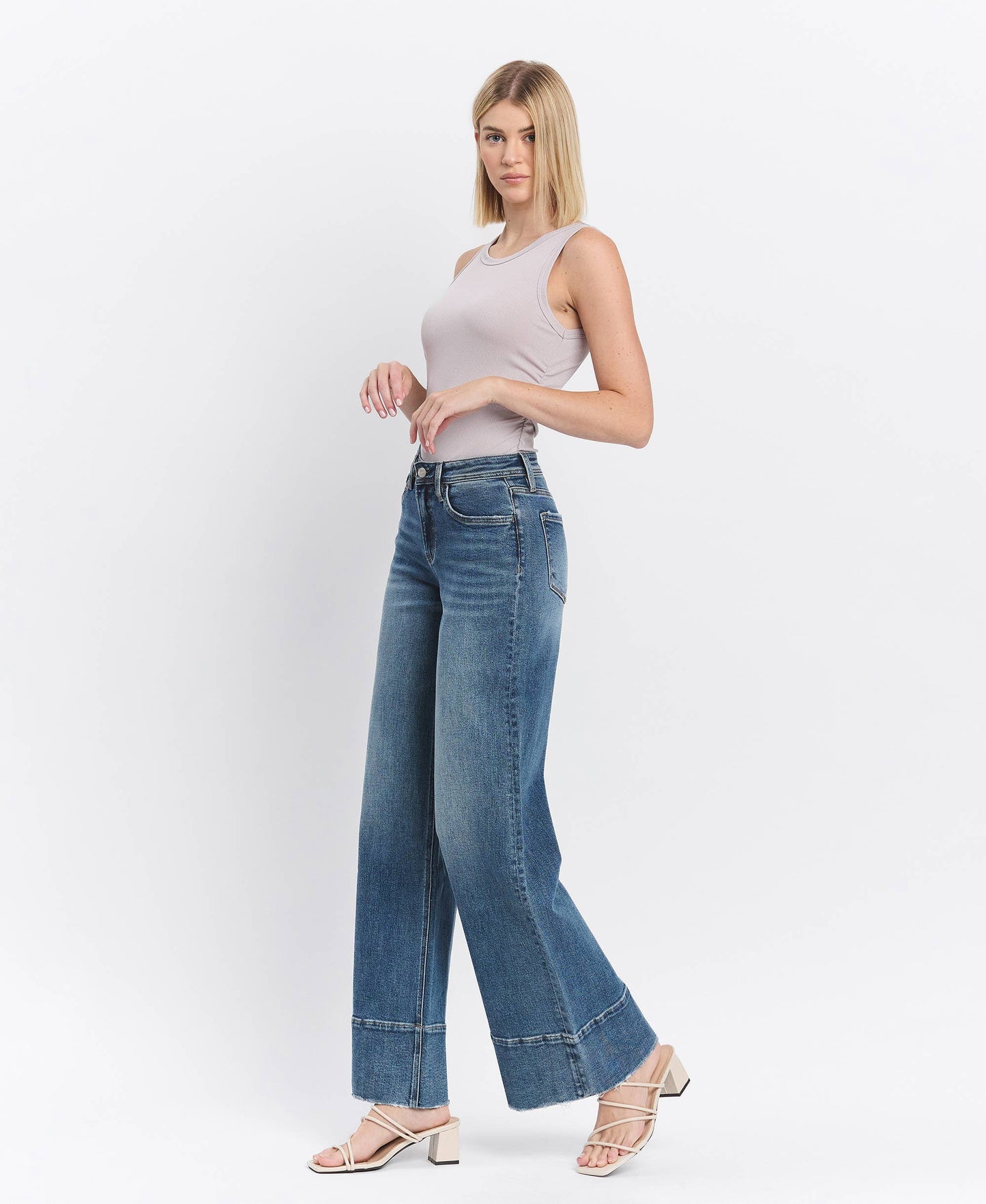 HIGH RISE A LINE WIDE LEG JEANS - Southern Sassy Boutique