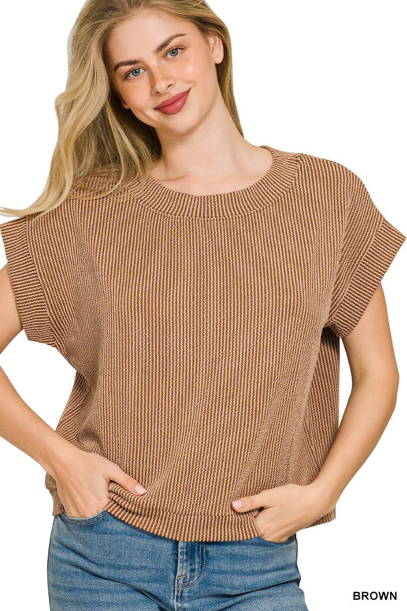 Corded Rib Knit Top