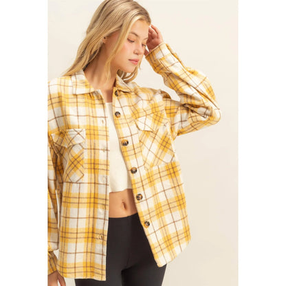 Collared Plaid Shacket - Southern Sassy Boutique