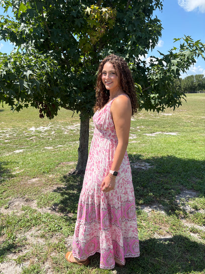 Border Print Maxi Dress