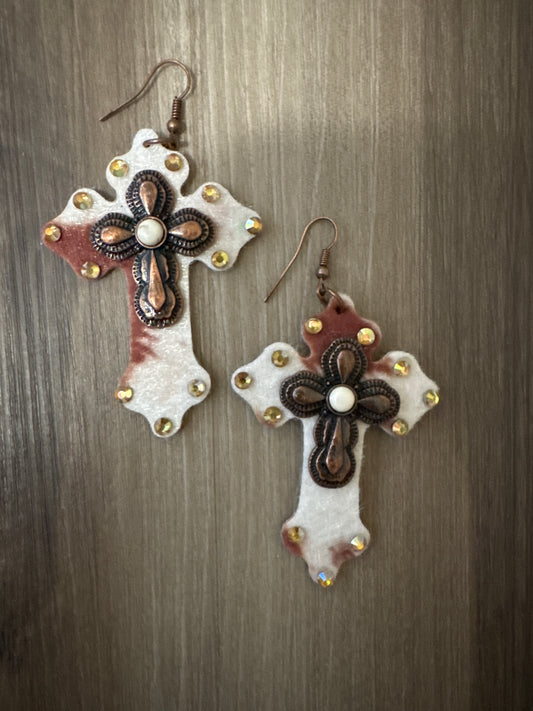Animal Print Cross Earrings