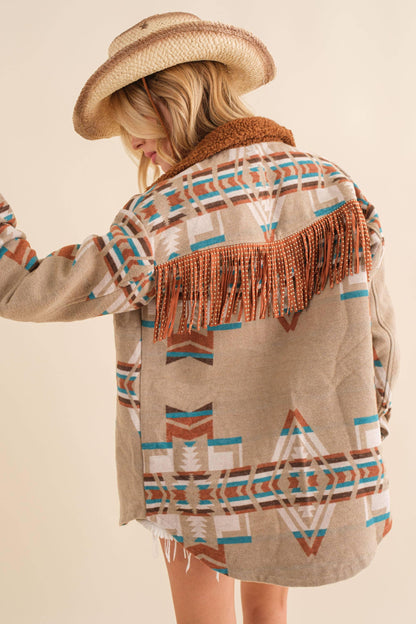 Jacquard Western Shirt Jacket - Southern Sassy Boutique