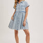 DENIM BUTTON DOWN SHIRT MINI DRESS
