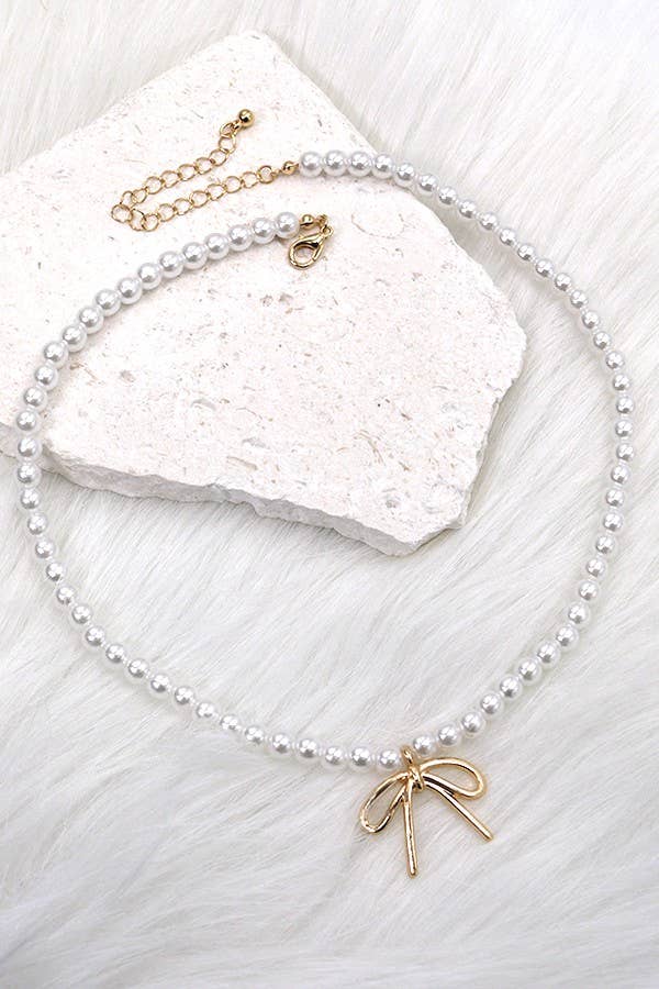 Pearl Bow Necklace