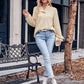 Textured Long Sleeve Blouse with Lace Detail