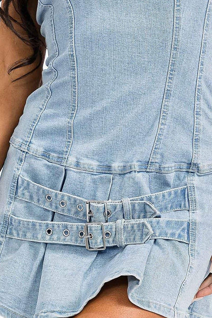 Strapless Denim Mini Dress - Southern Sassy Boutique