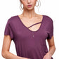 Stretchy Cutout Front Pocket Short Sleeve Basic Top