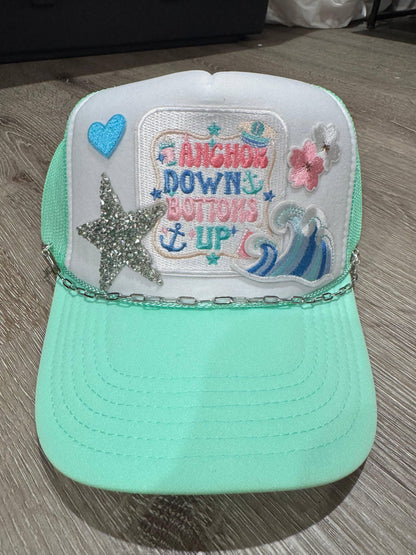 Anchors Down Bottoms Up Lake Vibes Trucker Hat - Southern Sassy Boutique