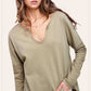 Textured Fabric Contrast Terry Long Sleeve Top