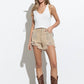 Distressed Frayed Detail Fringe Rhinestone Denim