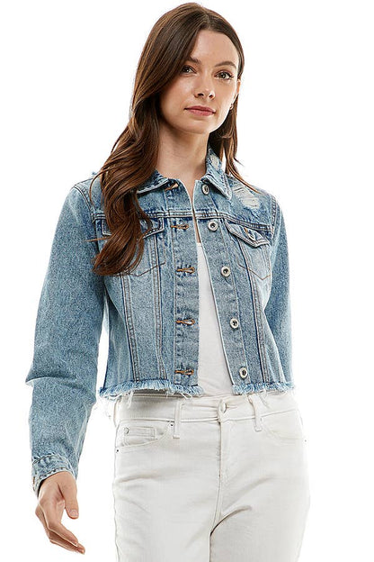 Ladies Distressed Denim Jacket