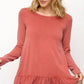 Ruffle Hem Long Sleeve Top