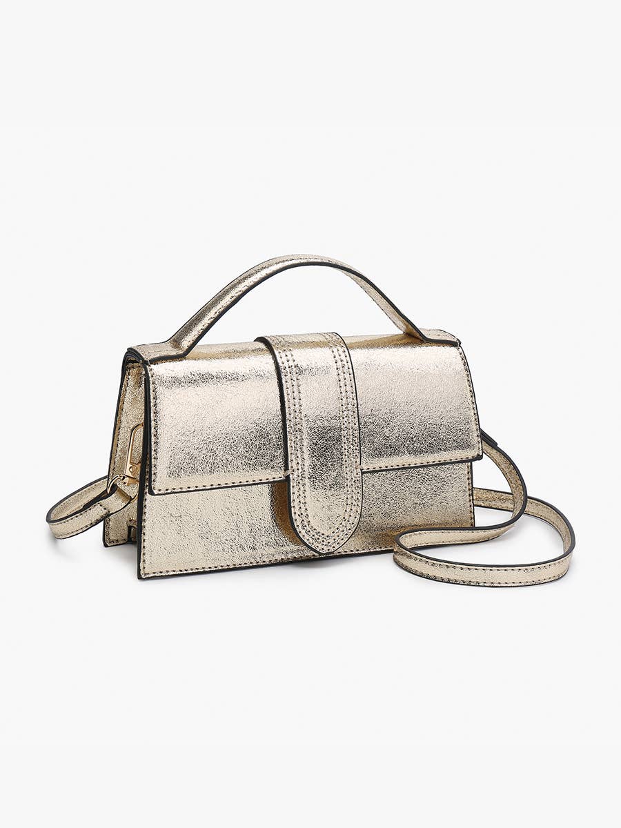 Capri Metallic Satchel w/ Crossbody Strap