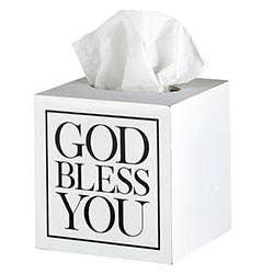 Square Tissue Box Cover - White with Black Text - Southern Sassy Boutique