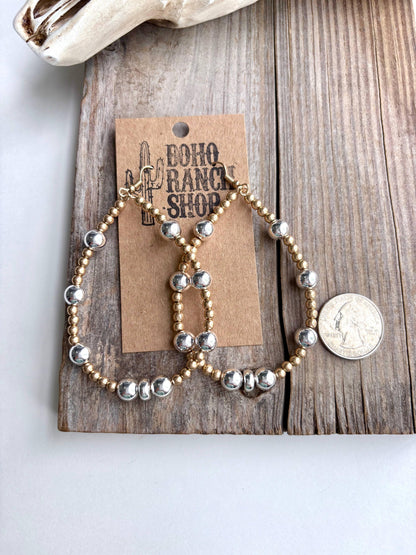 Pearl Bead Statement Teardrop Hoop Dangle Drop Earrings - Southern Sassy Boutique