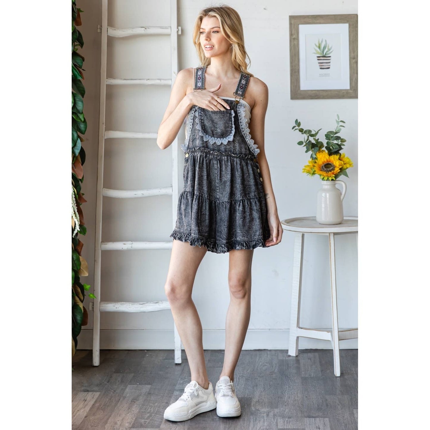 EMBROIDERY OVERALL ROMPER - Southern Sassy Boutique