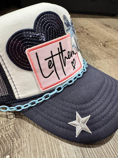 Let Them Bow Navy Trucker Hat - Southern Sassy Boutique