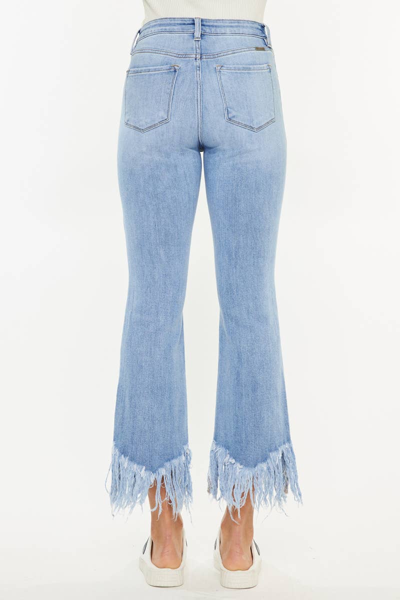 HIGH RISE CROP BOOTCUT DENIM PANTS-KC9354M - Southern Sassy Boutique