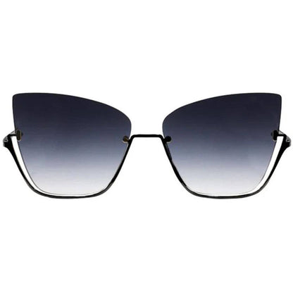 Vixen - Black Lens Black Frame Metal Cateye Sunglasses