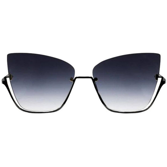 Vixen - Black Lens Black Frame Metal Cateye Sunglasses