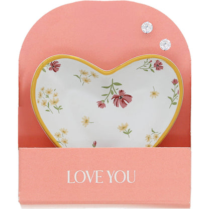 Love You-2.75" Dish 5mm Sterling Silver CZ Stud Earring Set