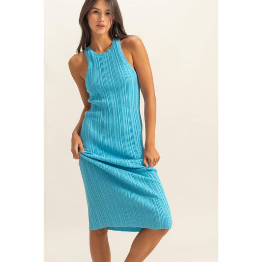 Round Neck Bodycon Ribbed Knit Dress