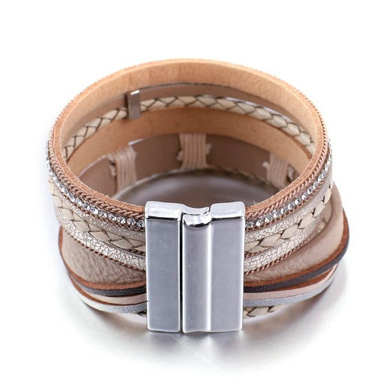 Boho Arrow Leather Bracelet with Magnetic Clasp