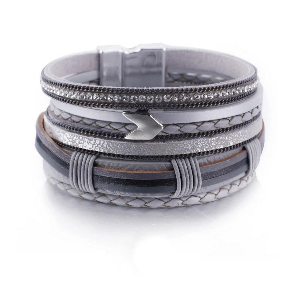 Boho Arrow Leather Bracelet with Magnetic Clasp