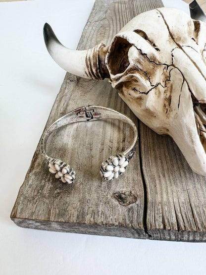 Western Flower Stone Hinge Bangle Bracelet - Southern Sassy Boutique