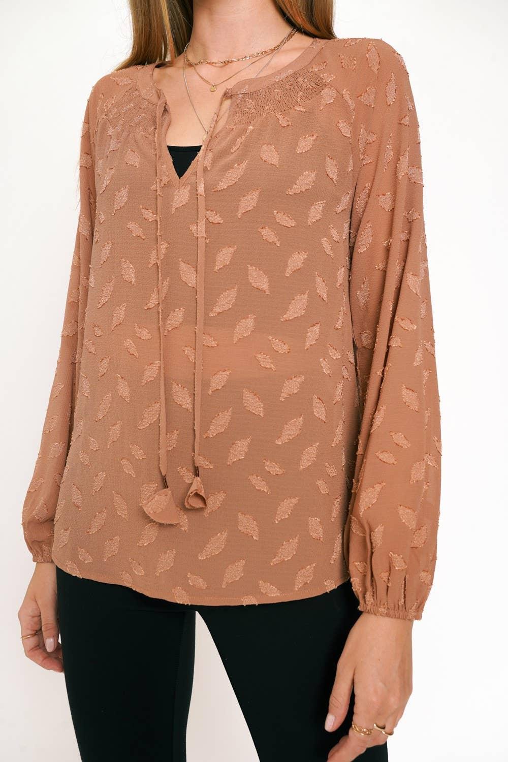 Jacquard Blouse - Southern Sassy Boutique