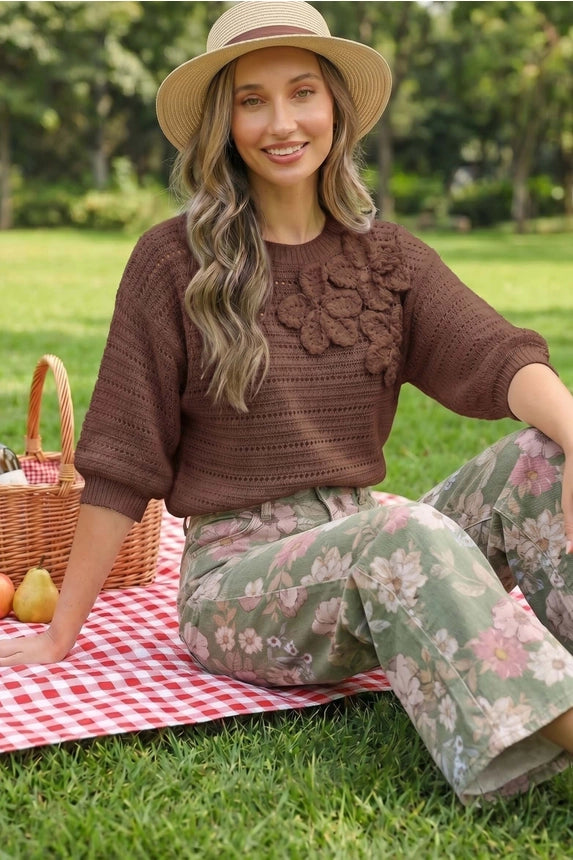 Floral Print Straight Leg Jean Pants