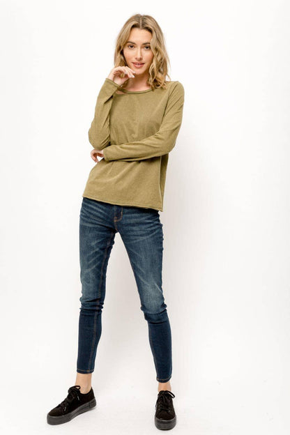 Cut-Out Long Sleeve Top - Southern Sassy Boutique