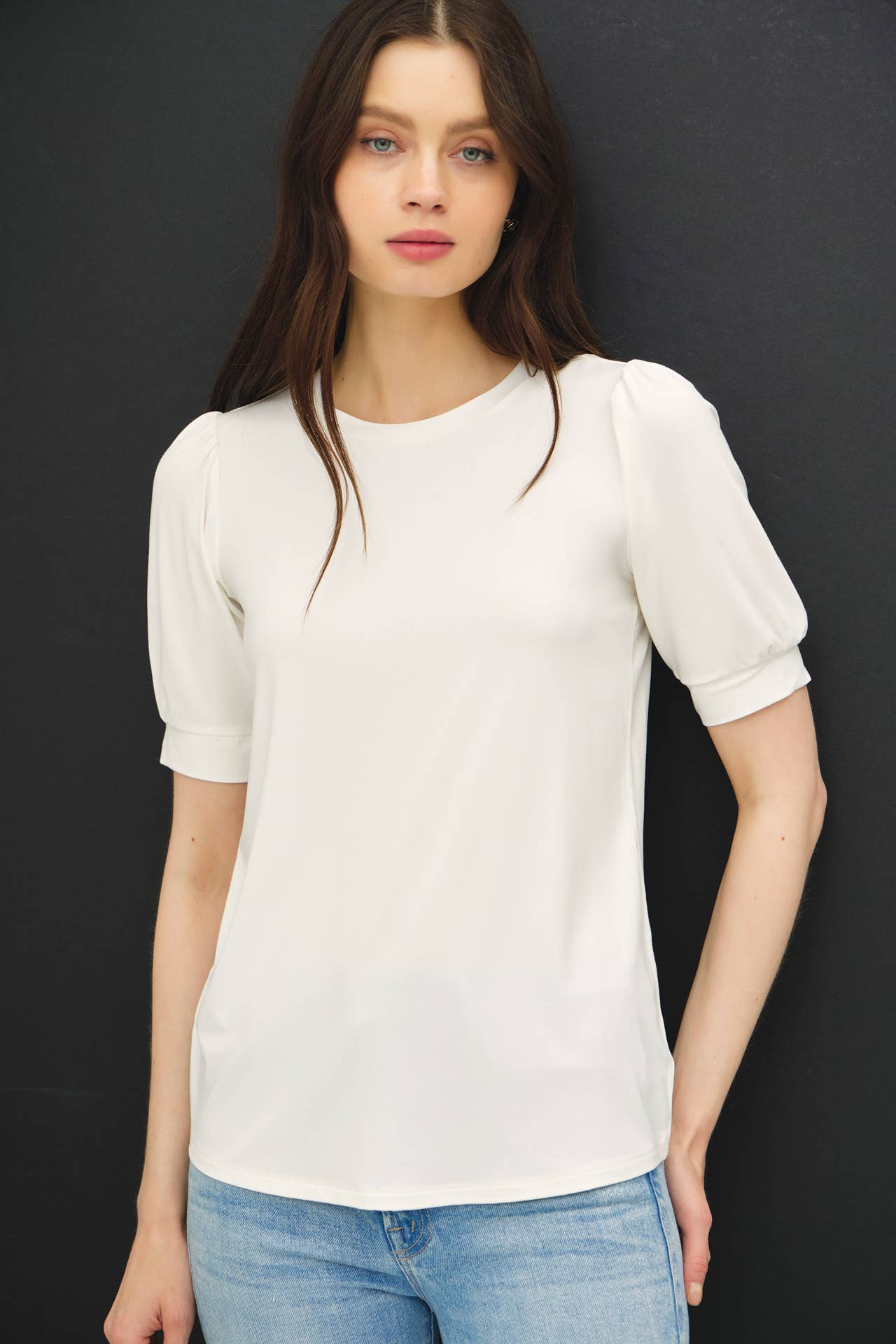 BAMBOO/MODAL ULTRA SOFT VOLUME SLEEVE BASIC TOP