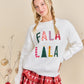 Festive Holiday Falala Embroidered Sweater Knit Top