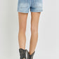High Rise Patched Front Pocket Shorts