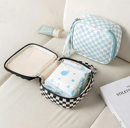 Checker Cosmetic Makeup Travel Pouch - Southern Sassy Boutique