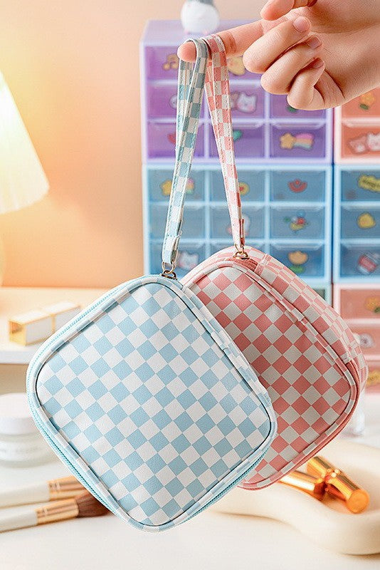 Checker Cosmetic Makeup Travel Pouch