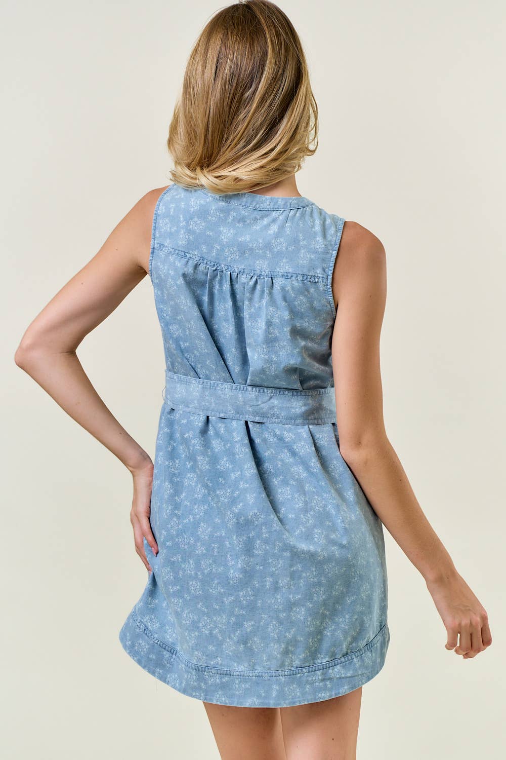 Floral Chambray Denim Dress