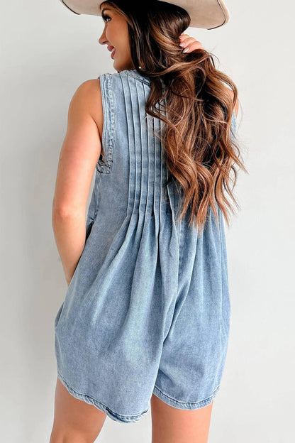 Sleeveless Top & Shorts Denim Romper - Southern Sassy Boutique