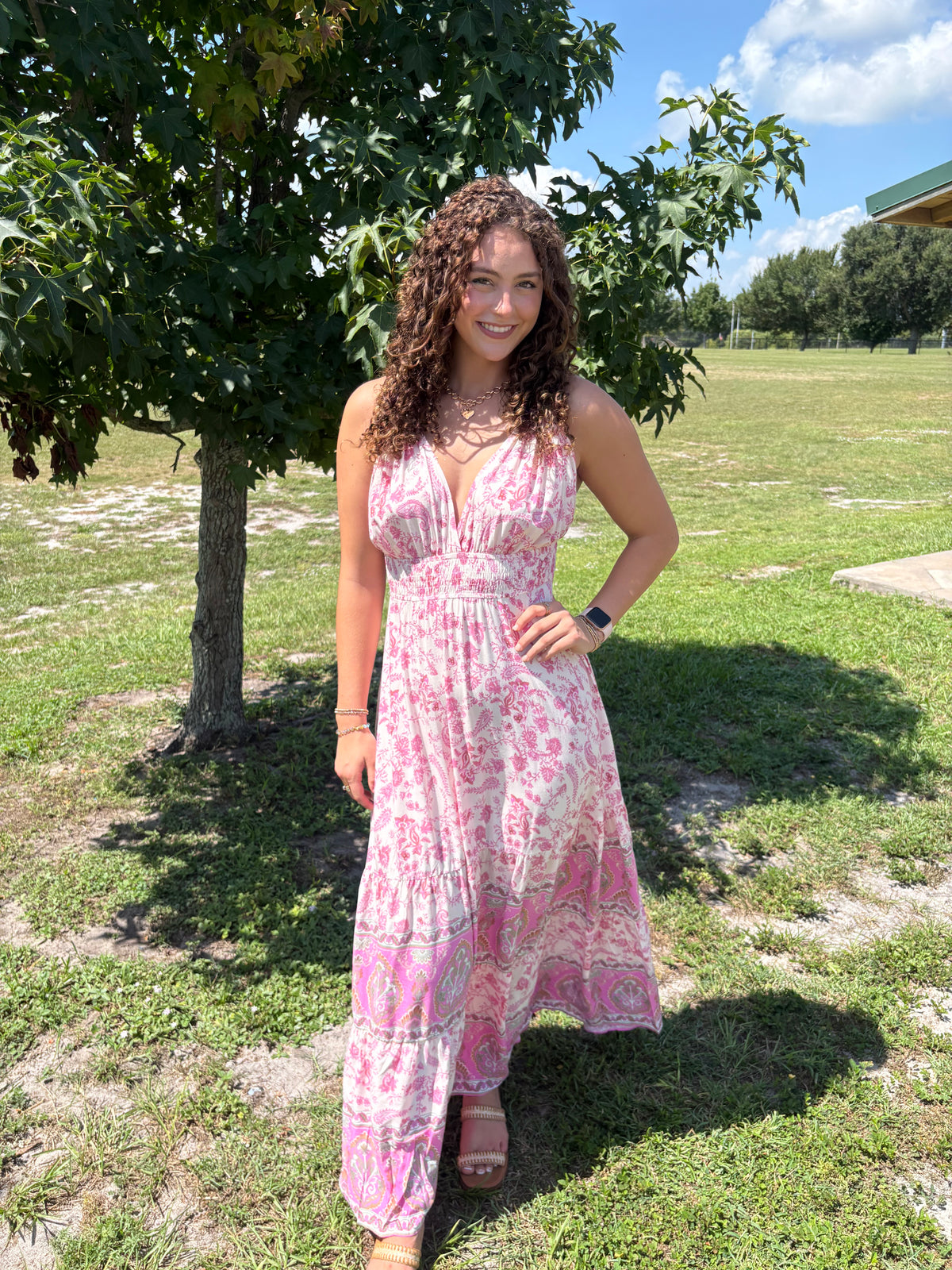 Border Print Maxi Dress