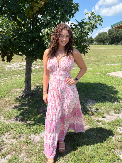 Border Print Maxi Dress