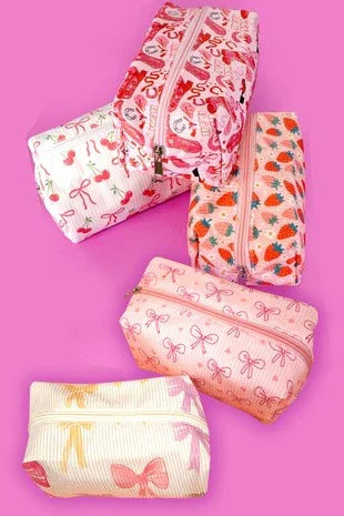 Cherry's and Bows Cosmetic Travel Pouch - Southern Sassy Boutique